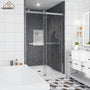48"x76" Double Frameless Shower Door in Matte Black/Brushed Nickel/Chrome, Sliding Shower Enclosure with Rounded Corners Tempered Glass