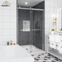 48"x76" Double Frameless Shower Door in Matte Black/Brushed Nickel/Chrome, Sliding Shower Enclosure with Rounded Corners Tempered Glass