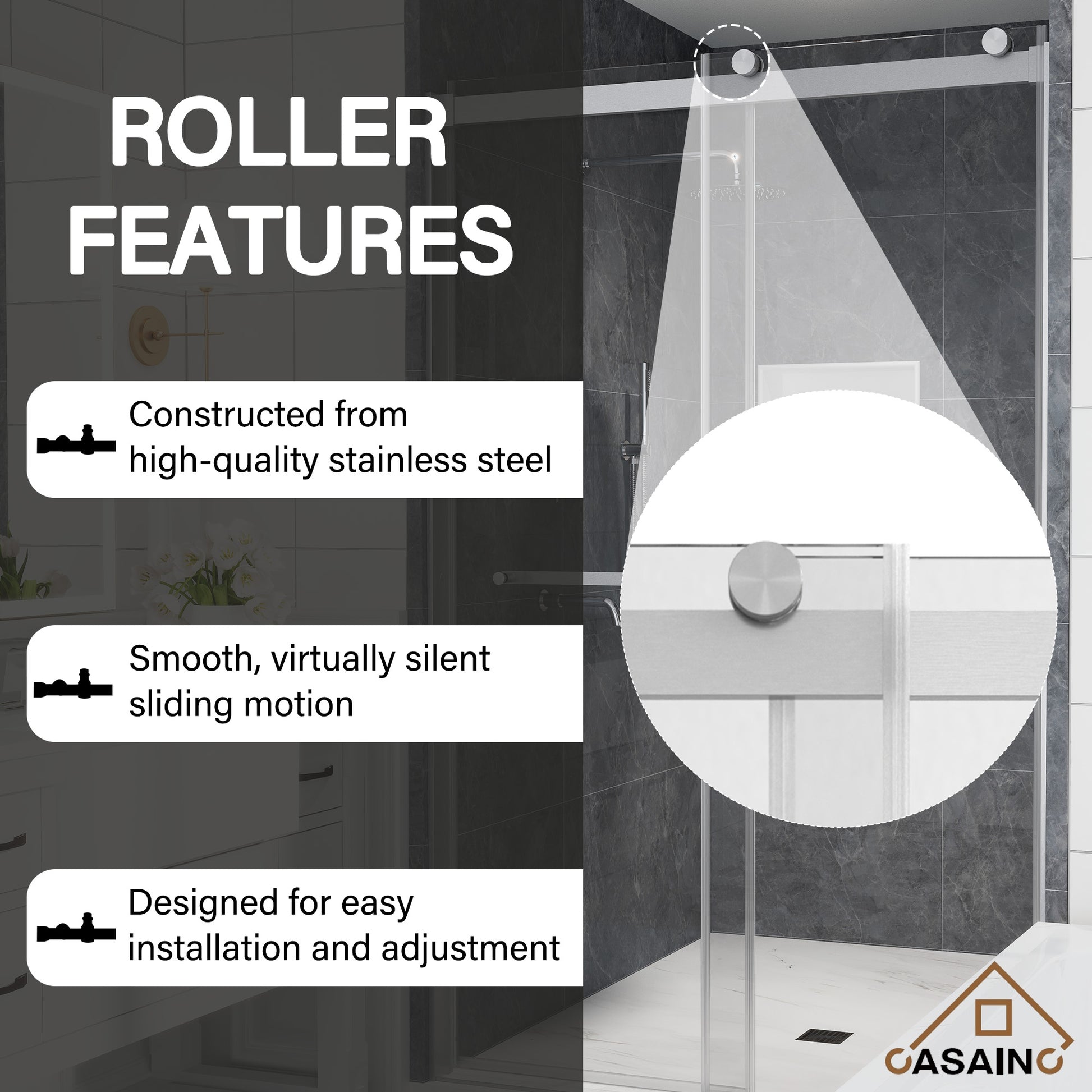 48"x76" Double Frameless Shower Door in Matte Black/Brushed Nickel/Chrome, Sliding Shower Enclosure with Rounded Corners Tempered Glass