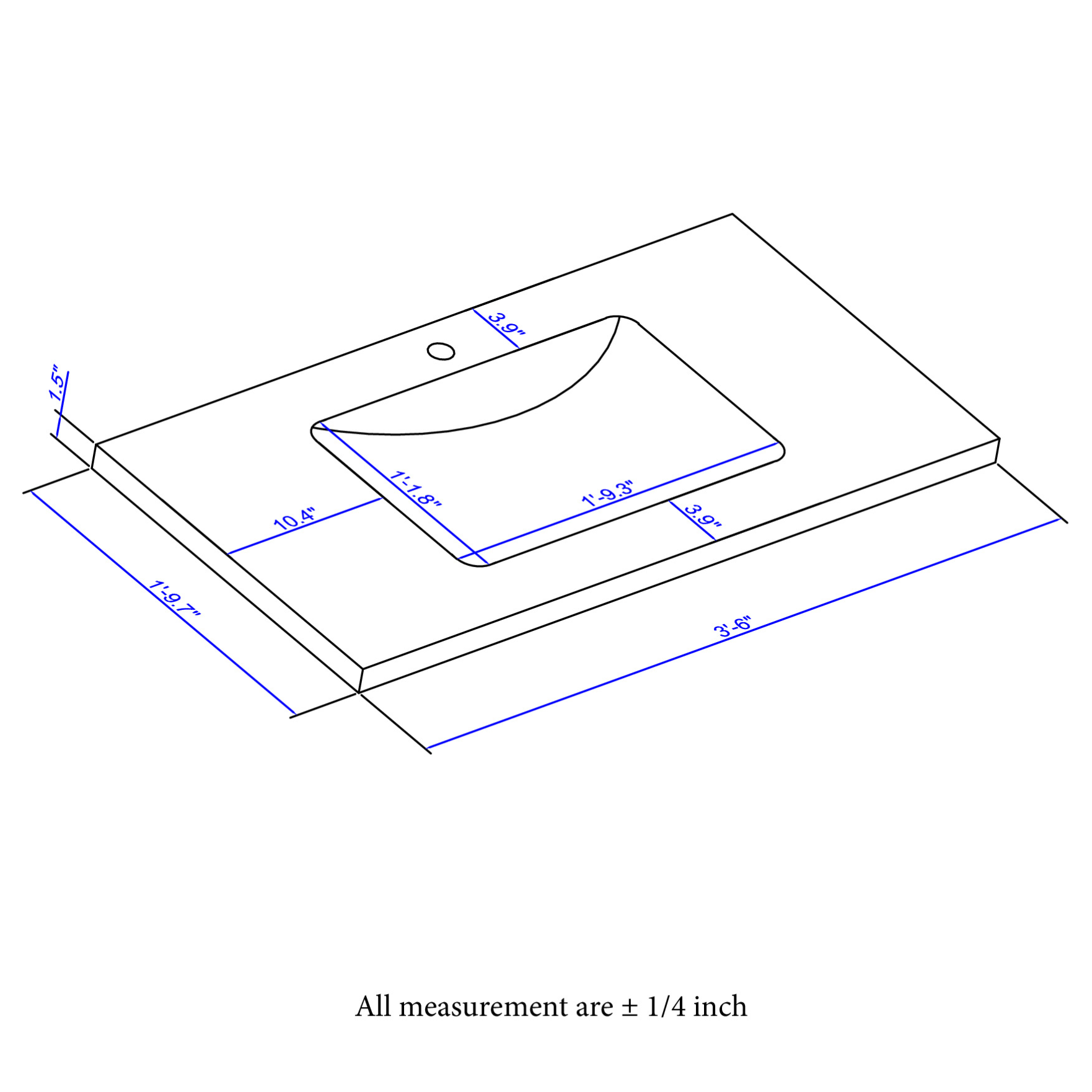 42"Seamless Porcelain Bathroom Vanity Top with Integrated Sink, Single Sink Design