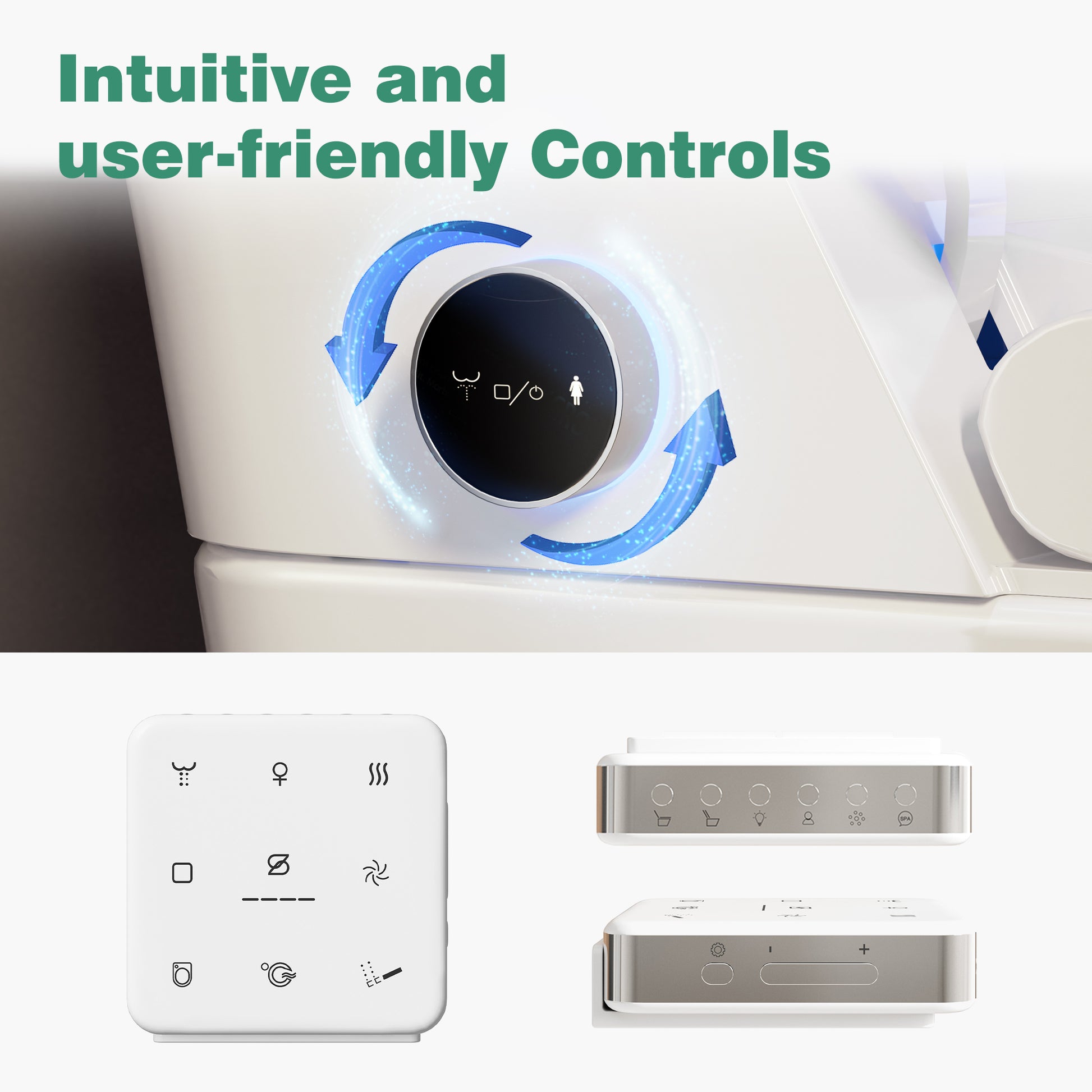 Elongated White Square-Shaped Tankless Smart Bidet Toilet