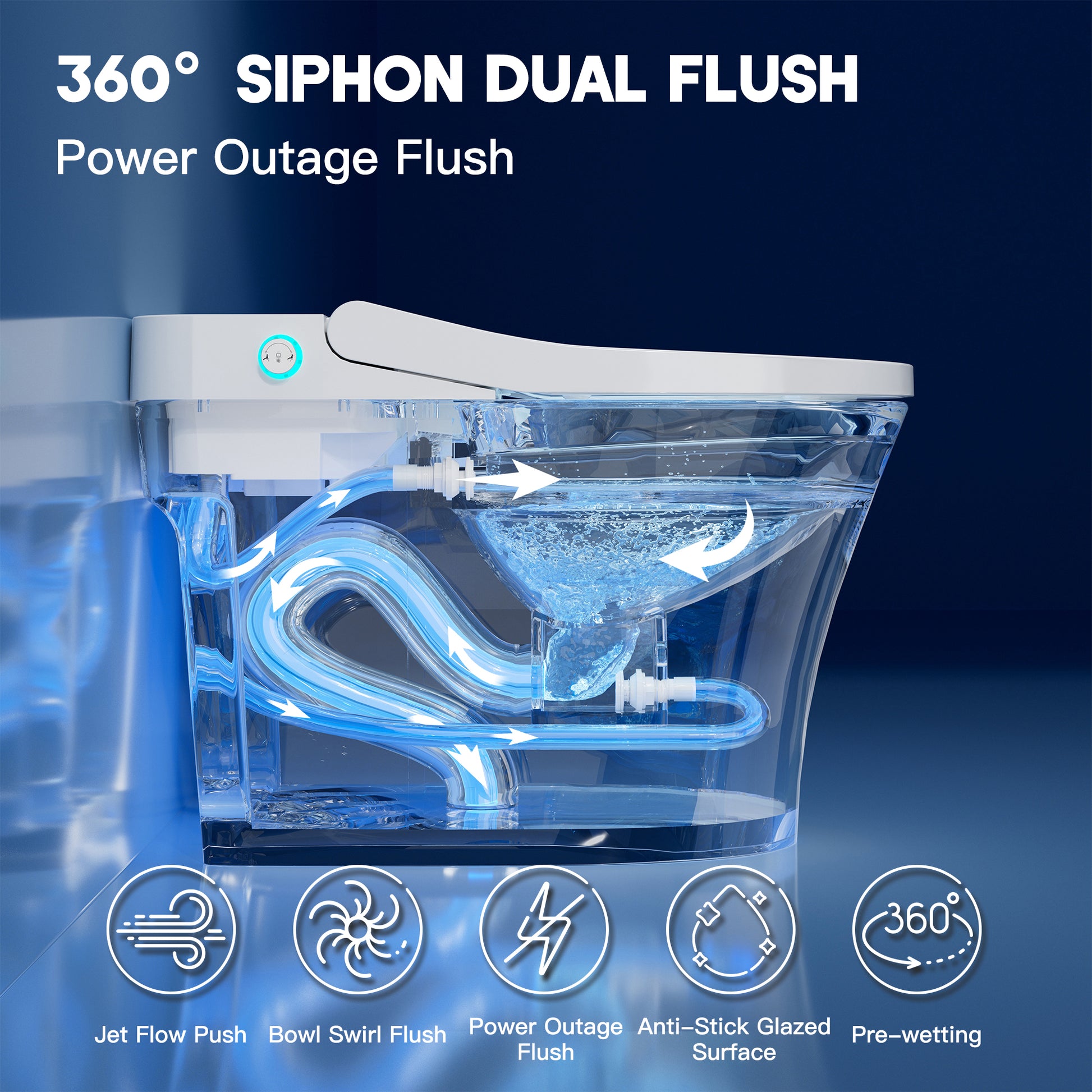 Tankless Floor Mounted Elongated White Ceramic Smart Bidet Toilet