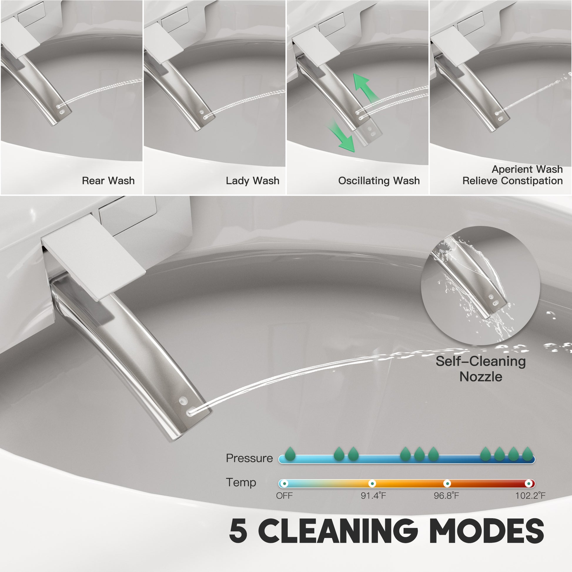 Tankless Floor Mounted Elongated White Ceramic Smart Bidet Toilet