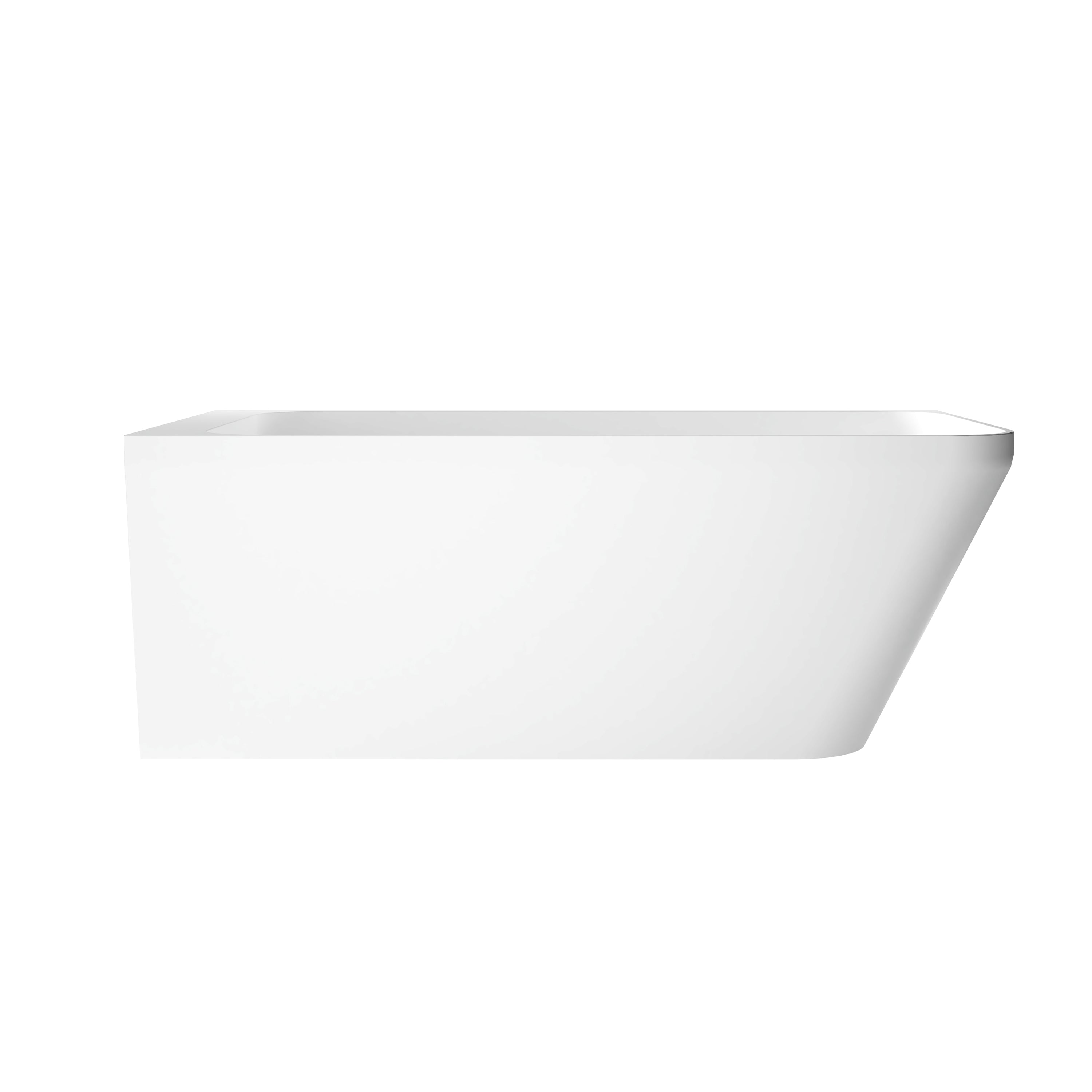59" Alcove Solid Surface Soaking Bathtub with Left Overflow and Drain