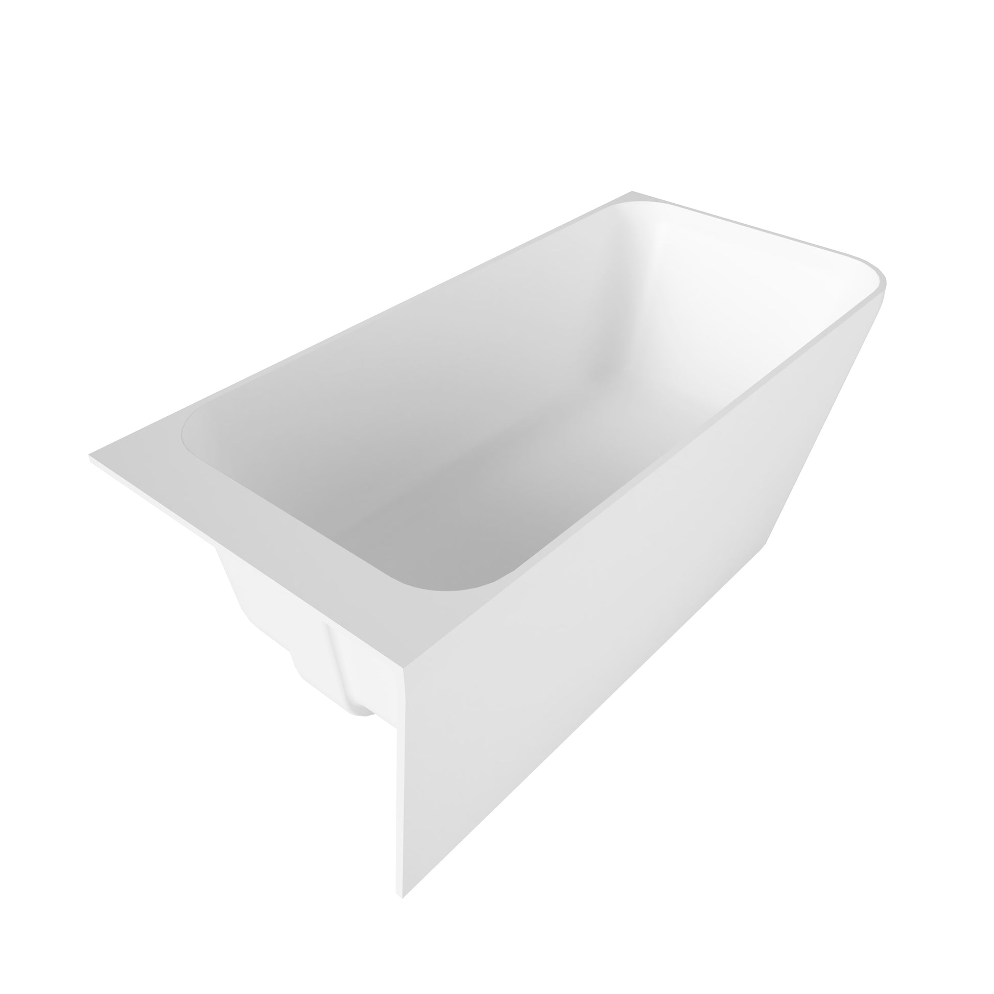 59" Alcove Solid Surface Soaking Bathtub with Left Overflow and Drain