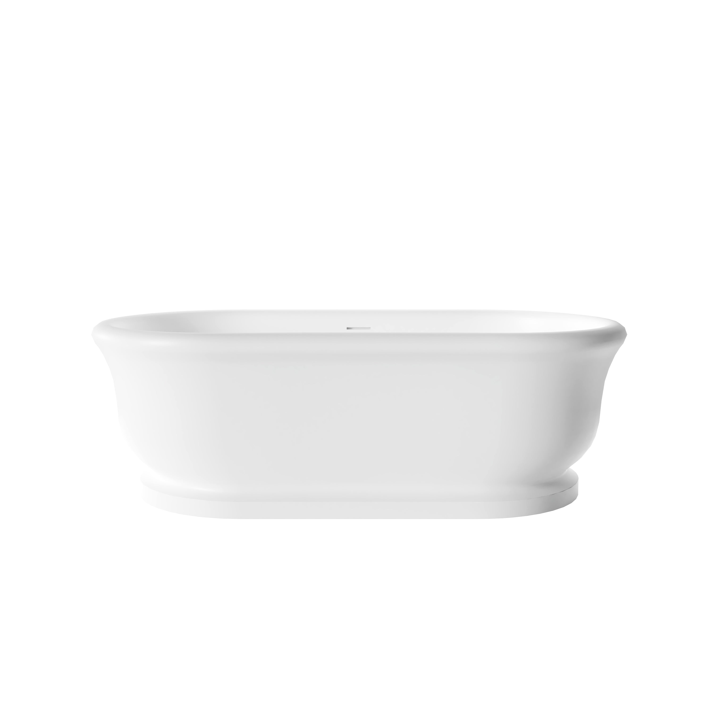 67" Rolled-Edge Solid Surface Freestanding Bathtub with Pedestal Base
