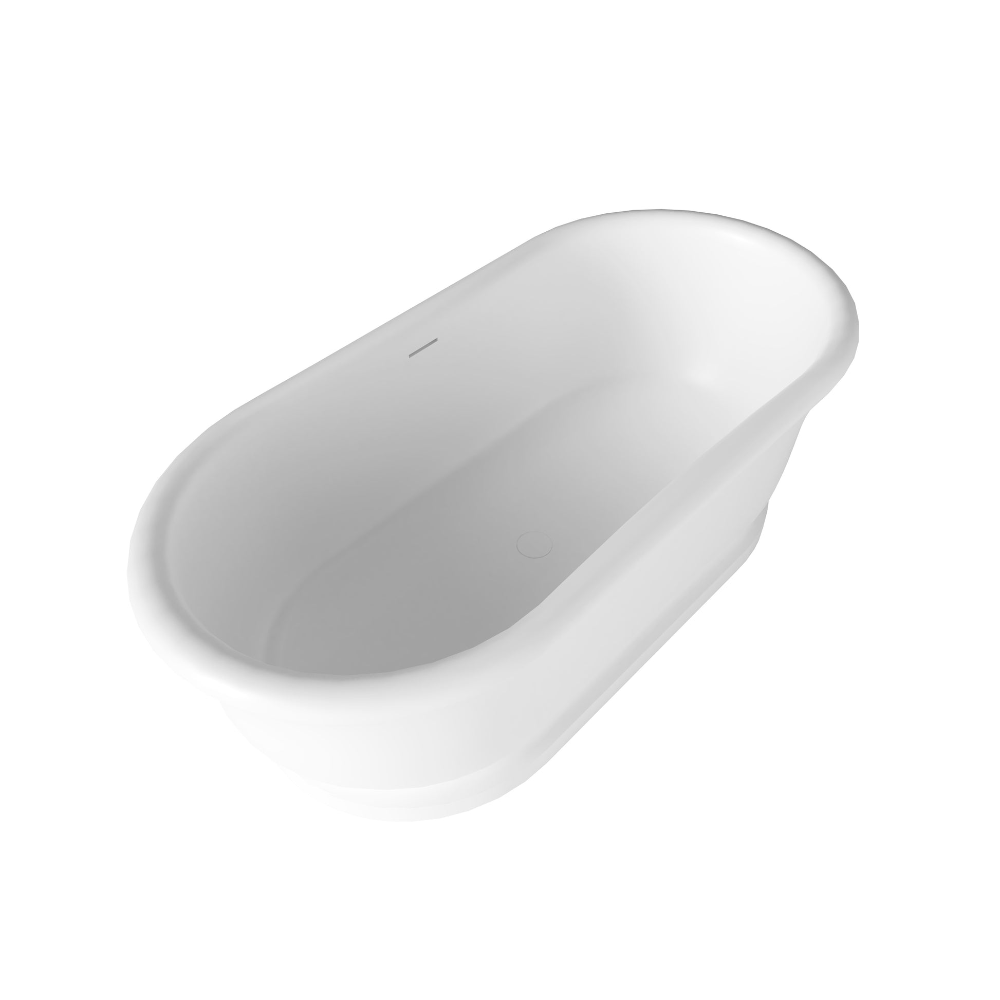 67" Rolled-Edge Solid Surface Freestanding Bathtub with Pedestal Base