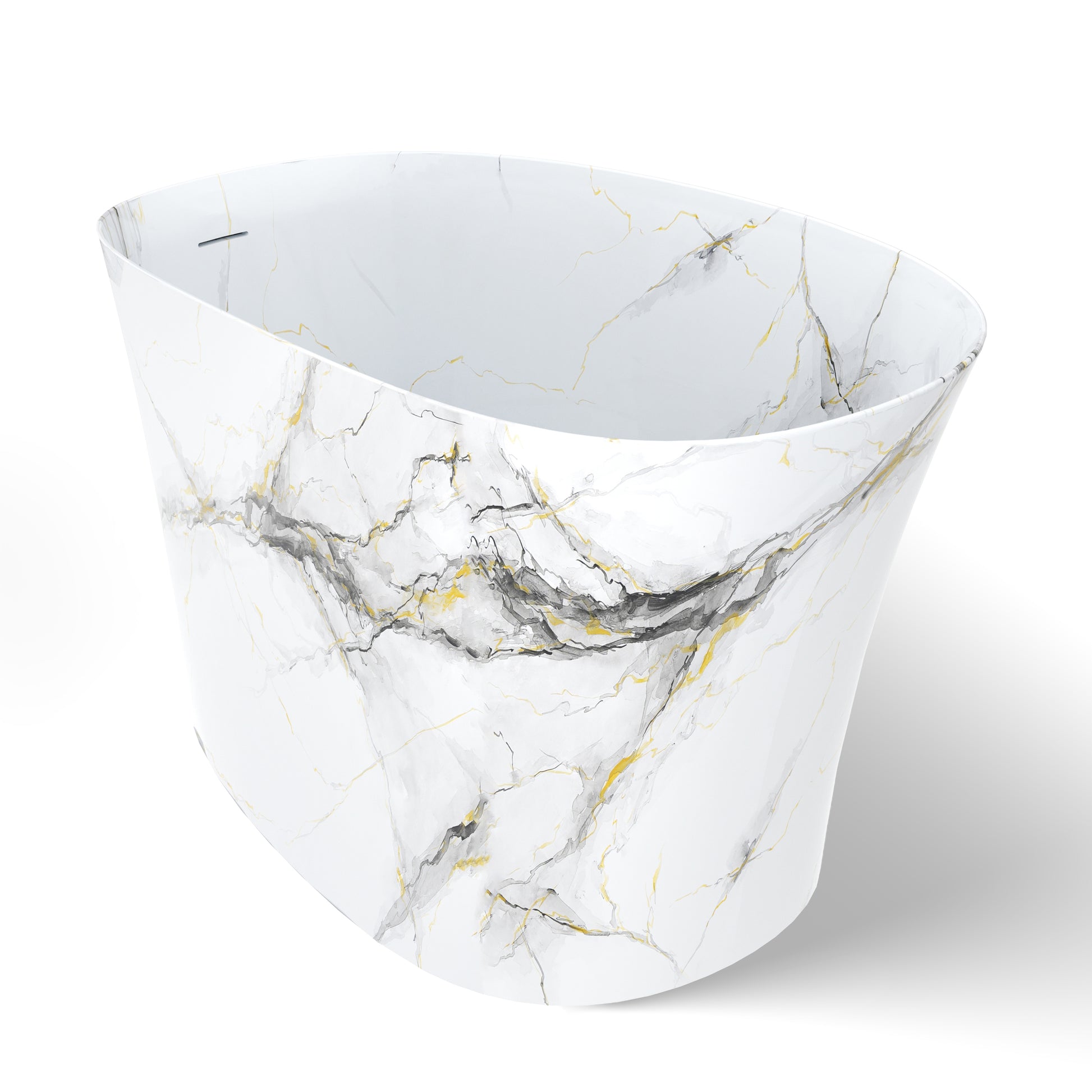 51" Freestanding Solid Surface Soaking Tub with Built-In Seat in Wood Grain & Marble Finish