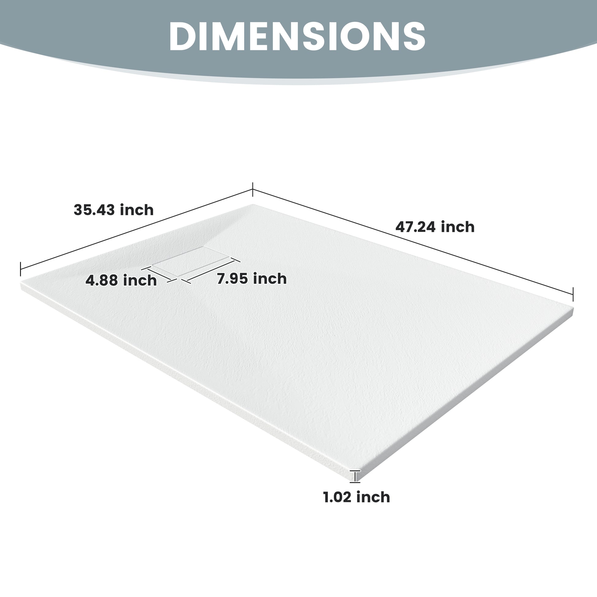 European-Style SMC Shower Base with Sleek Marble Texture in Black & White