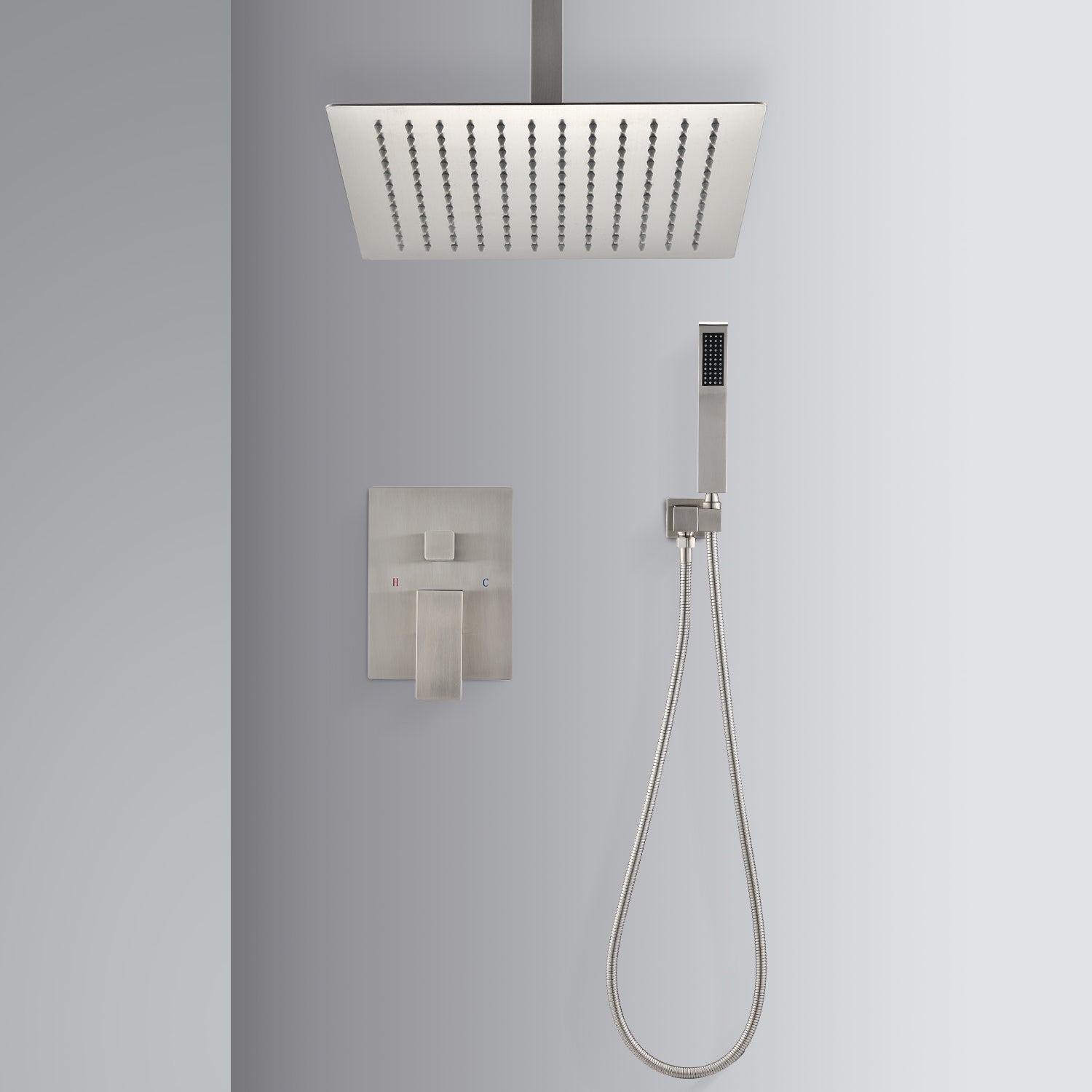 Ceiling Mounted Shower System Combo Set with Handheld and 16'Shower head-CASAINC