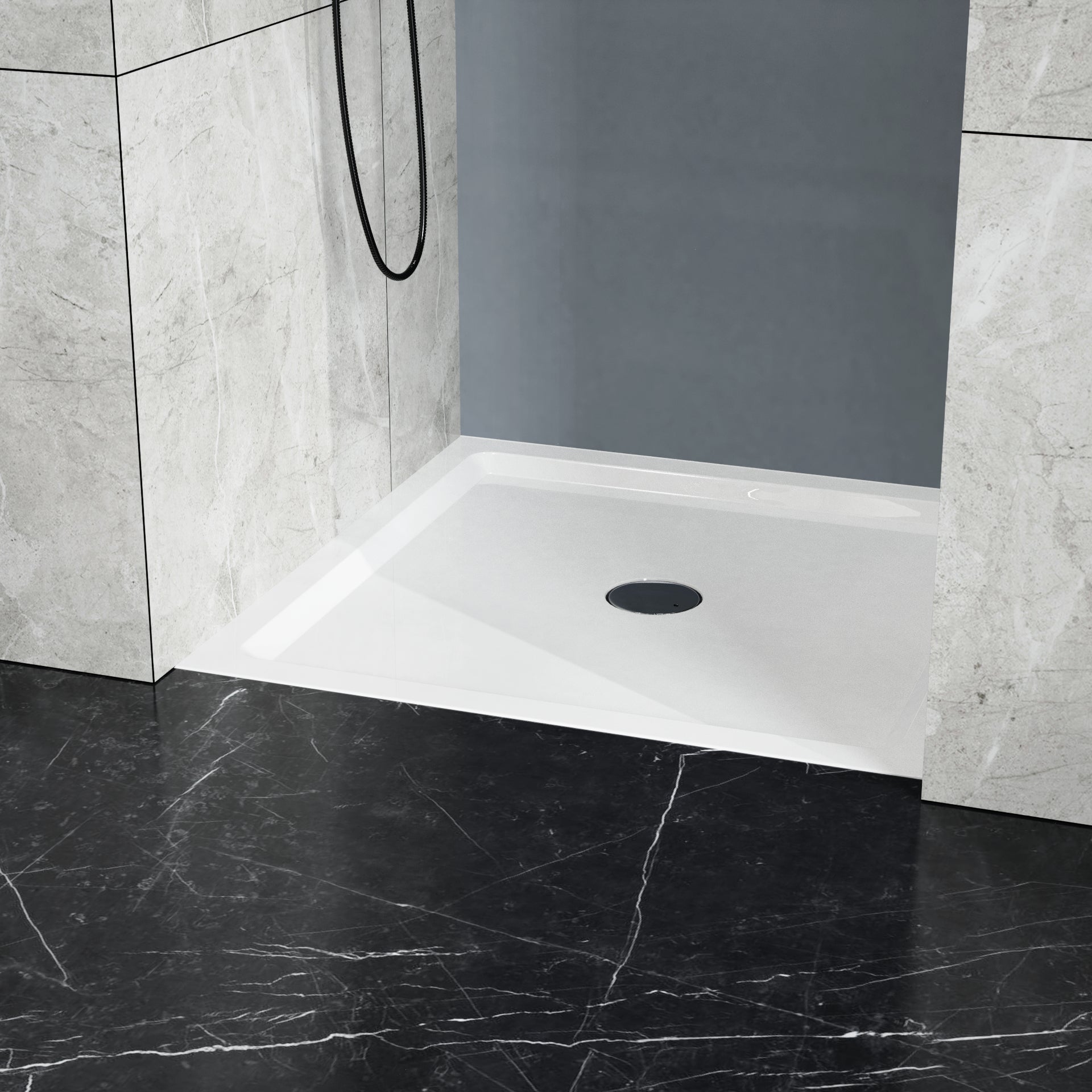 36" x 36" White Acrylic Shower Base with Center Drain, Non-Slip Single Threshold Design