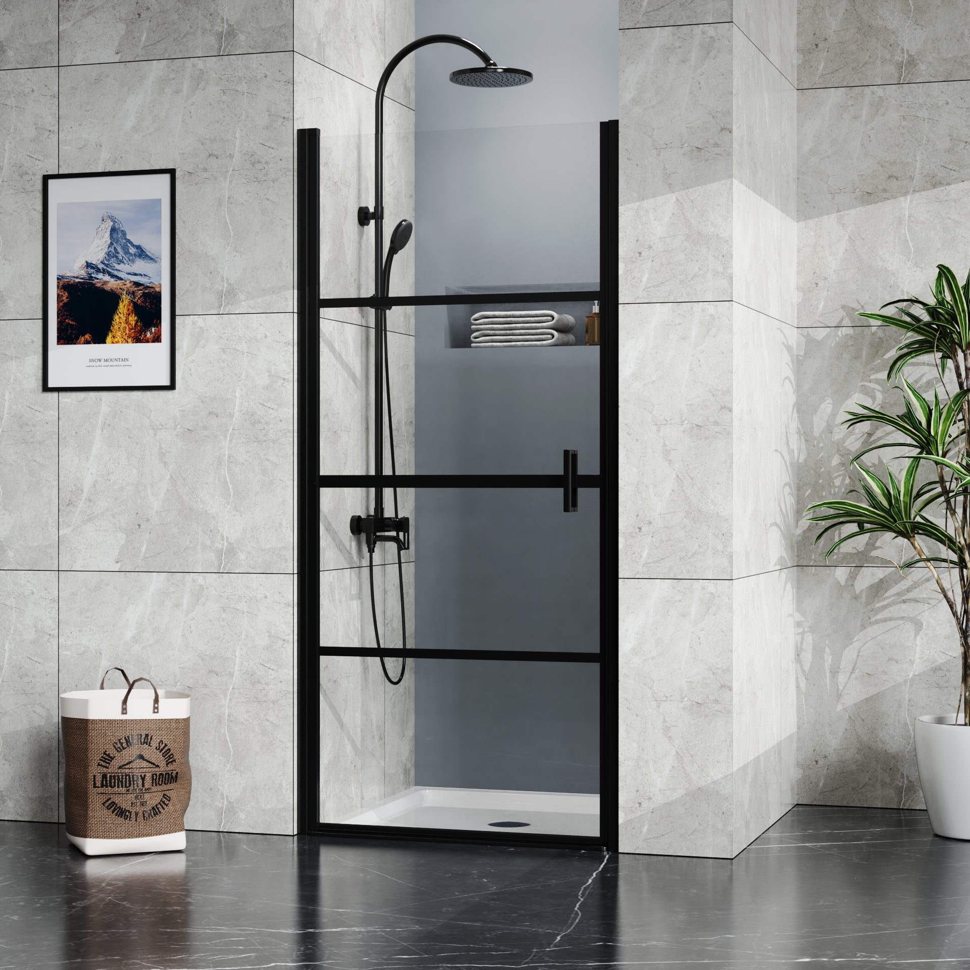 36" x 36" White Acrylic Shower Base with Center Drain, Non-Slip Single Threshold Design