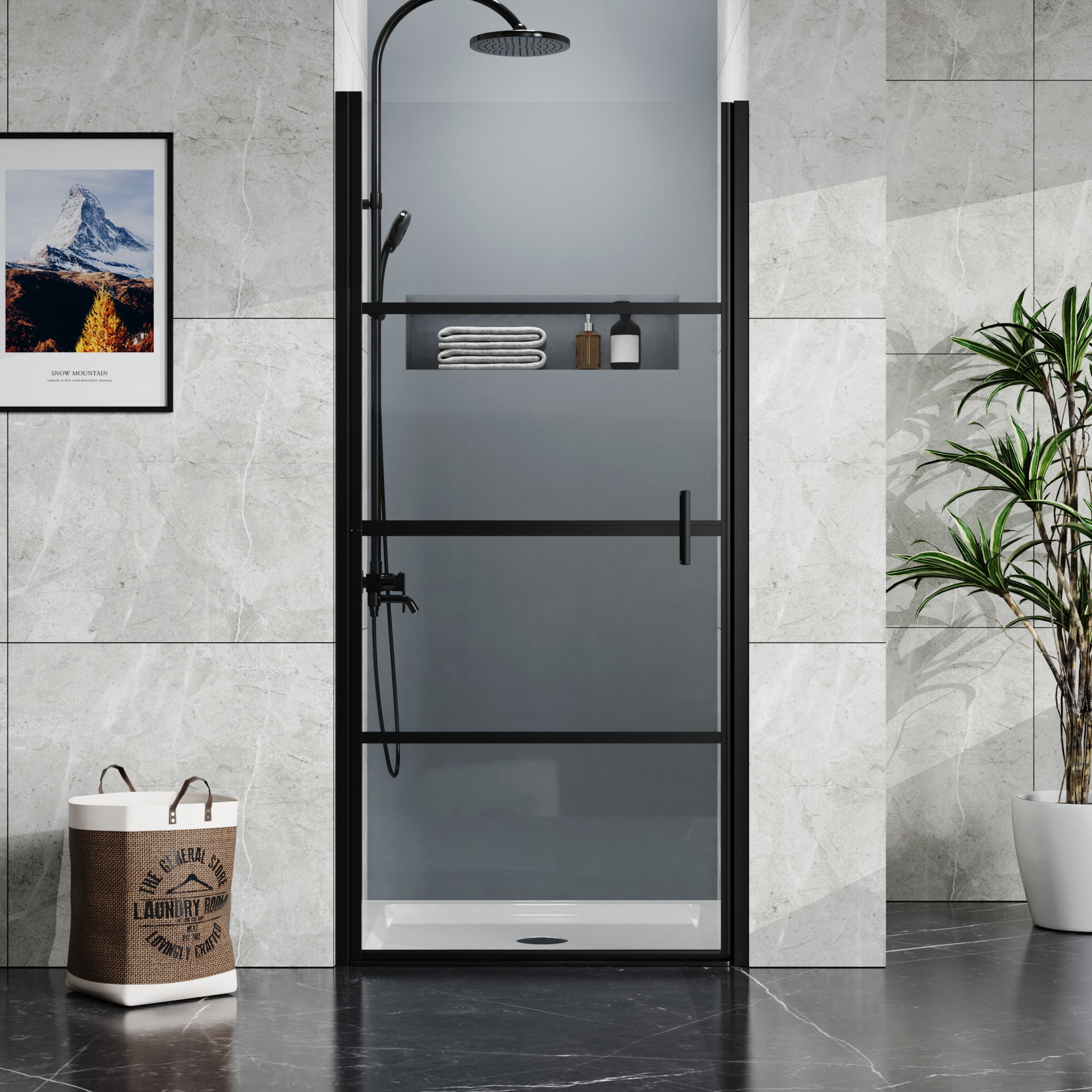 36" x 36" White Acrylic Shower Base with Center Drain, Non-Slip Single Threshold Design