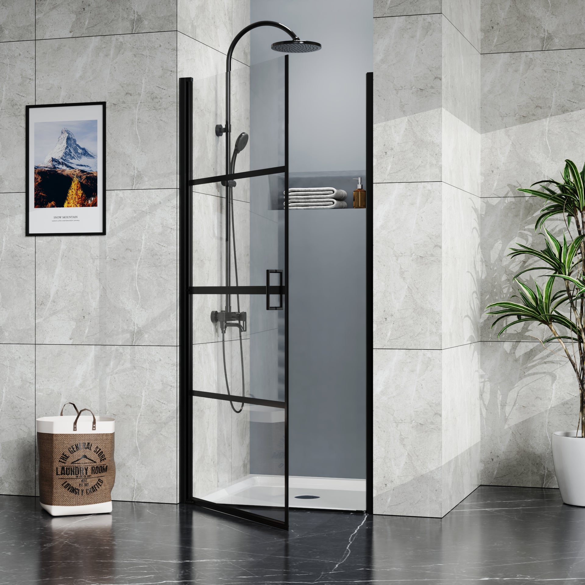 36" x 36" White Acrylic Shower Base with Center Drain, Non-Slip Single Threshold Design