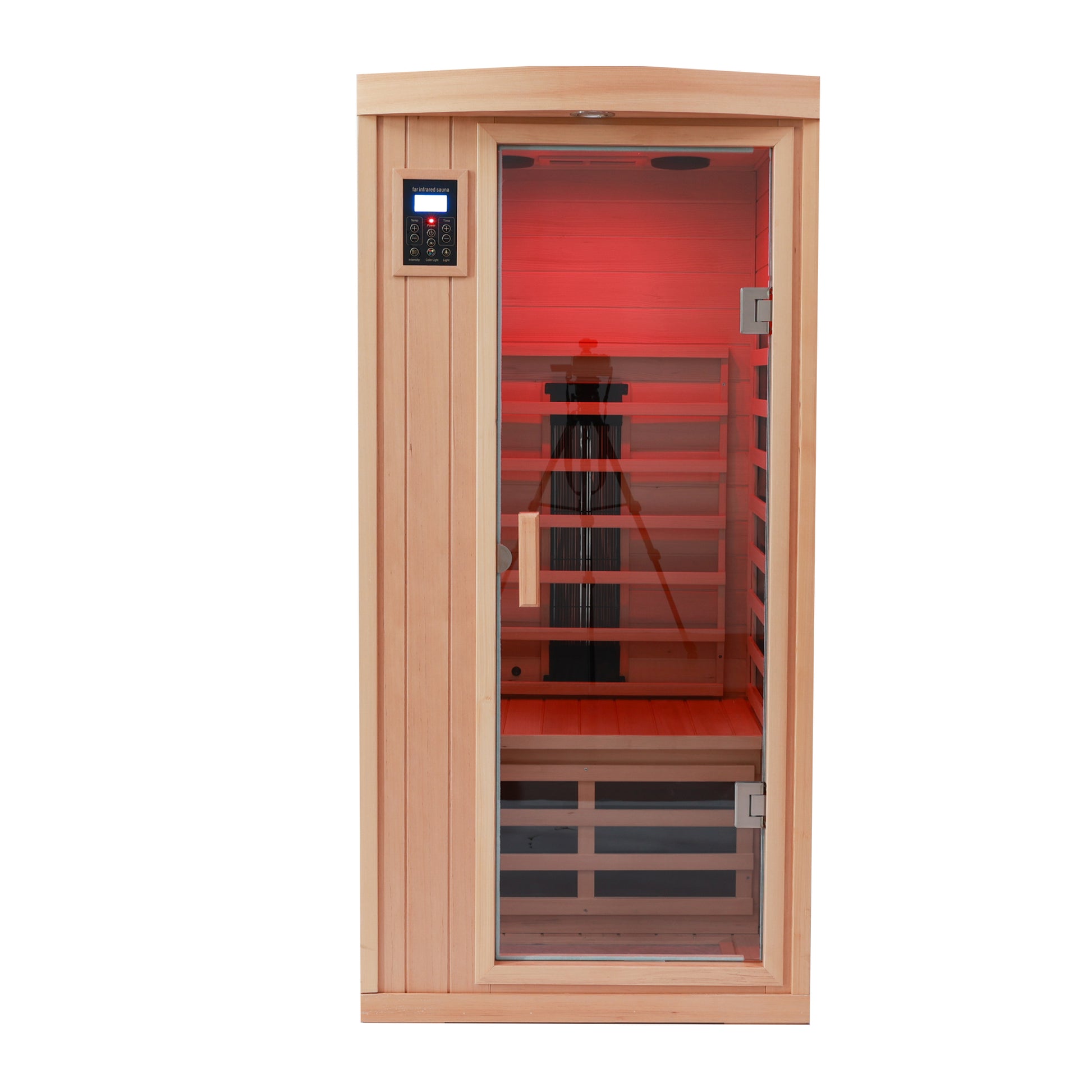 1-Person Low-EMF Hemlock Infrared Sauna with Bluetooth & Lights