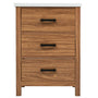24'' Freestanding Bathroom Vanity with Ceramic Basin Sink and 3 Drawers