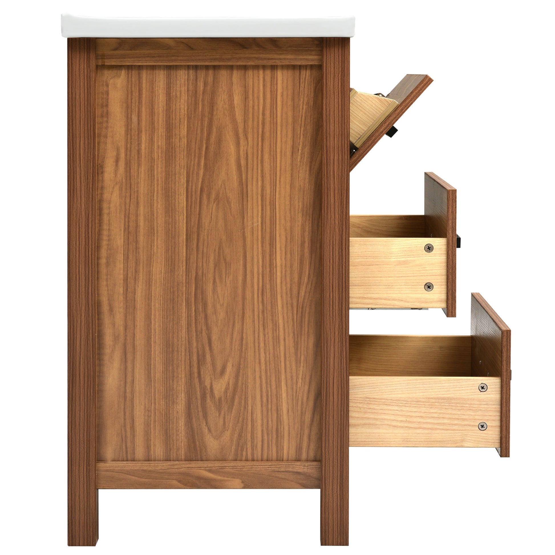 24'' Freestanding Bathroom Vanity with Ceramic Basin Sink and 3 Drawers