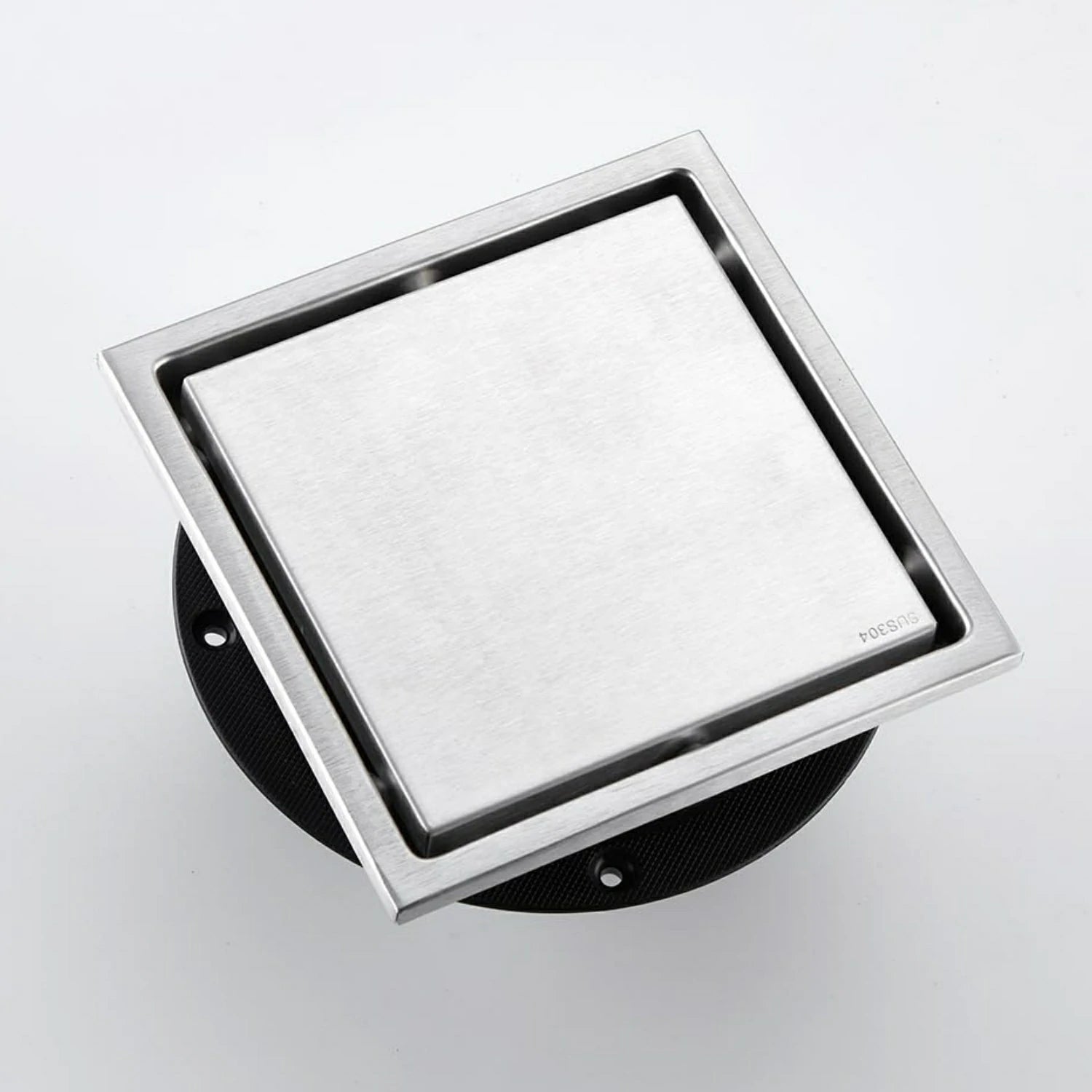 6 Inch Square Stainless Steel Shower Drain with Reversible Tile Insert Cover