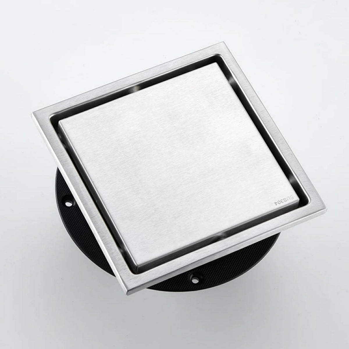 6 Inch Square Stainless Steel Shower Drain with Reversible Tile Insert Cover