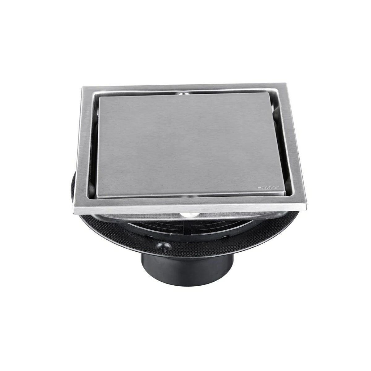 6 Inch Square Stainless Steel Shower Drain with Reversible Tile Insert Cover