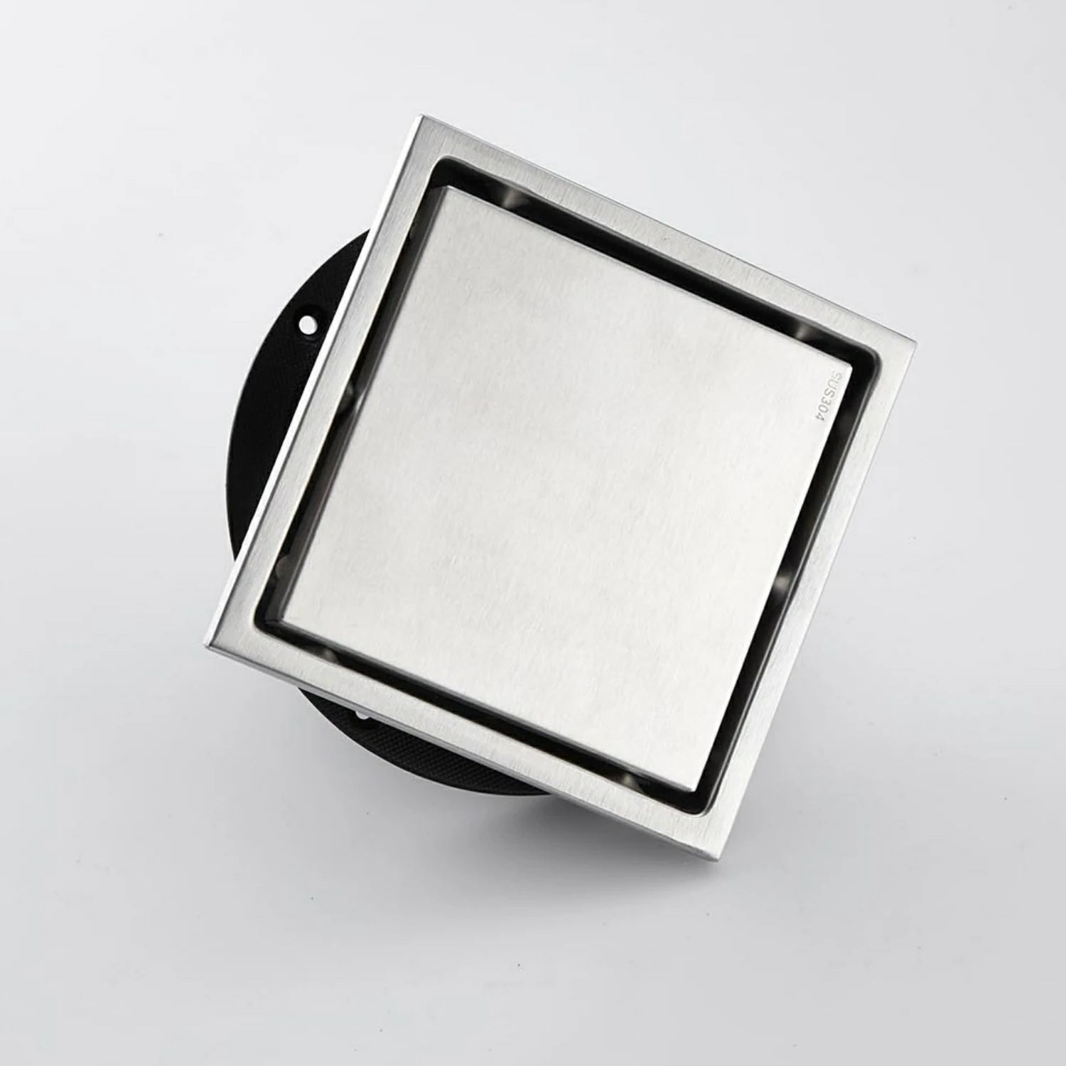 6 Inch Square Stainless Steel Shower Drain with Reversible Tile Insert Cover