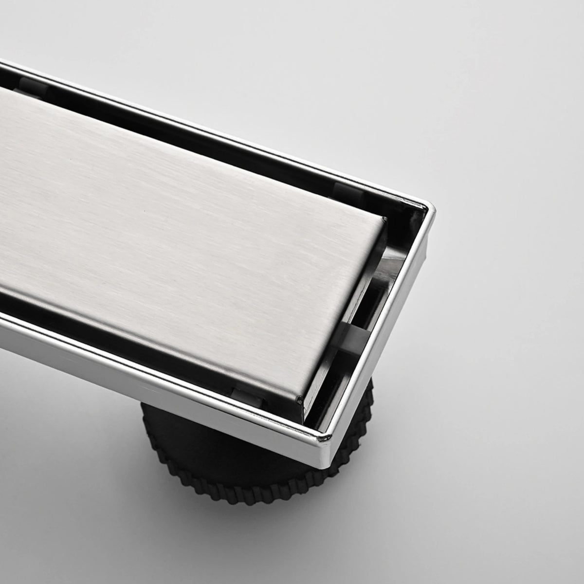 Linear Shower Drain with Reversible Tile Insert Cover Hair Strainer and Leveling Feet
