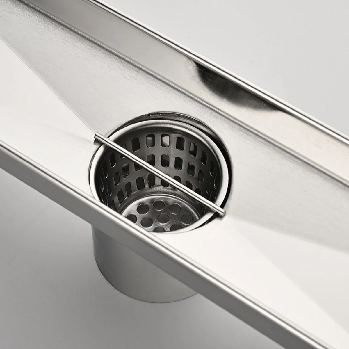 Linear Shower Drain with Reversible Tile Insert Cover Hair Strainer and Leveling Feet