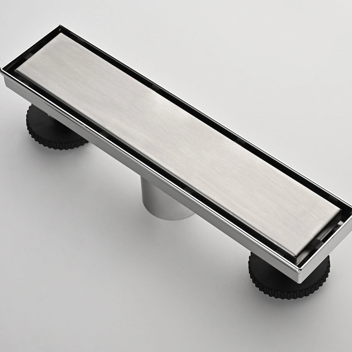 Linear Shower Drain with Reversible Tile Insert Cover Hair Strainer and Leveling Feet