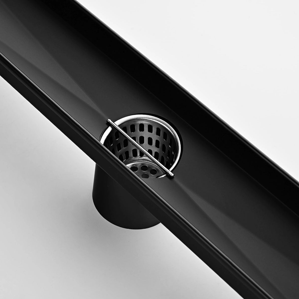 Linear Shower Drain with Reversible Tile Insert Cover Hair Strainer and Leveling Feet