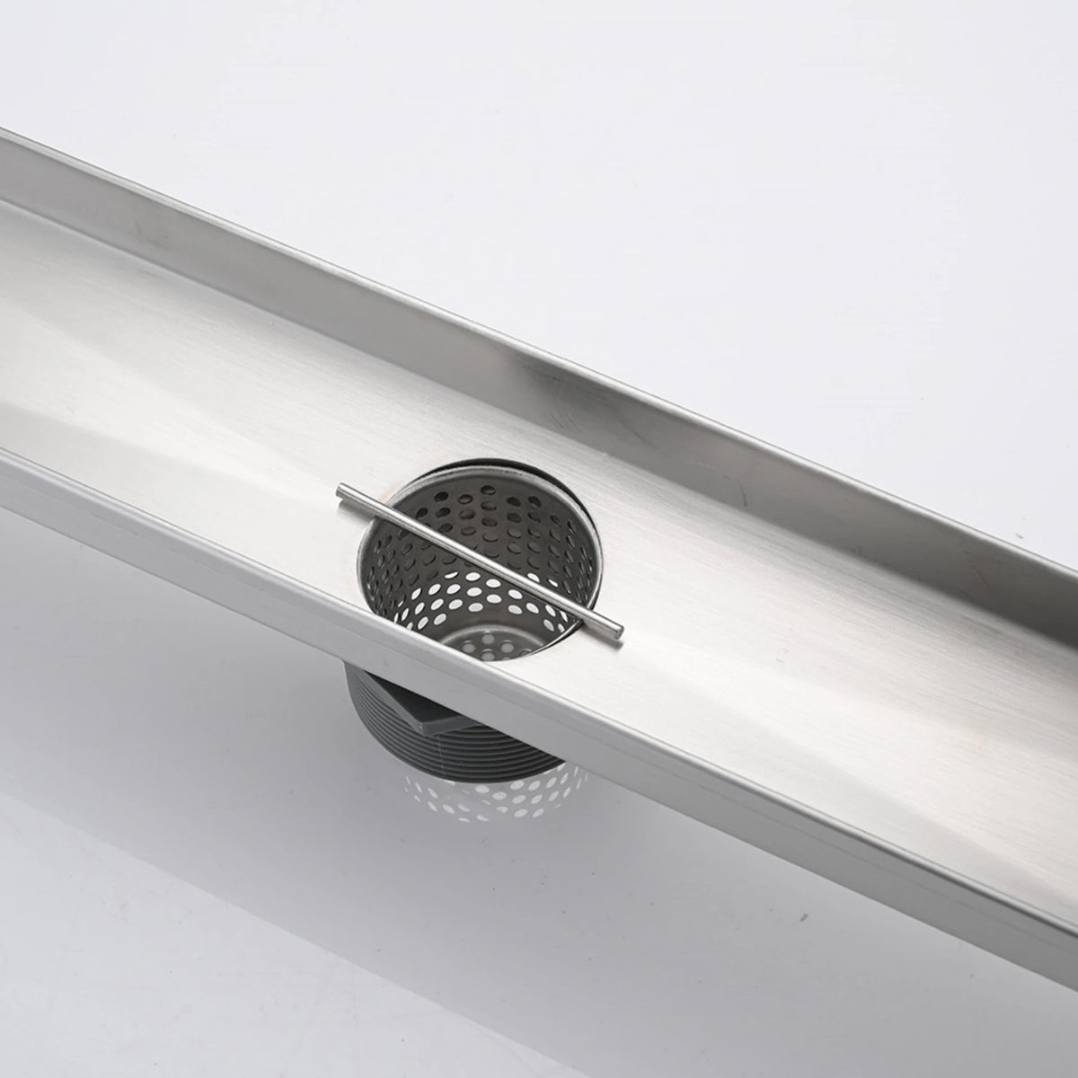 Linear Shower Drain with Reversible Tile Insert Cover Hair Strainer and Leveling Feet