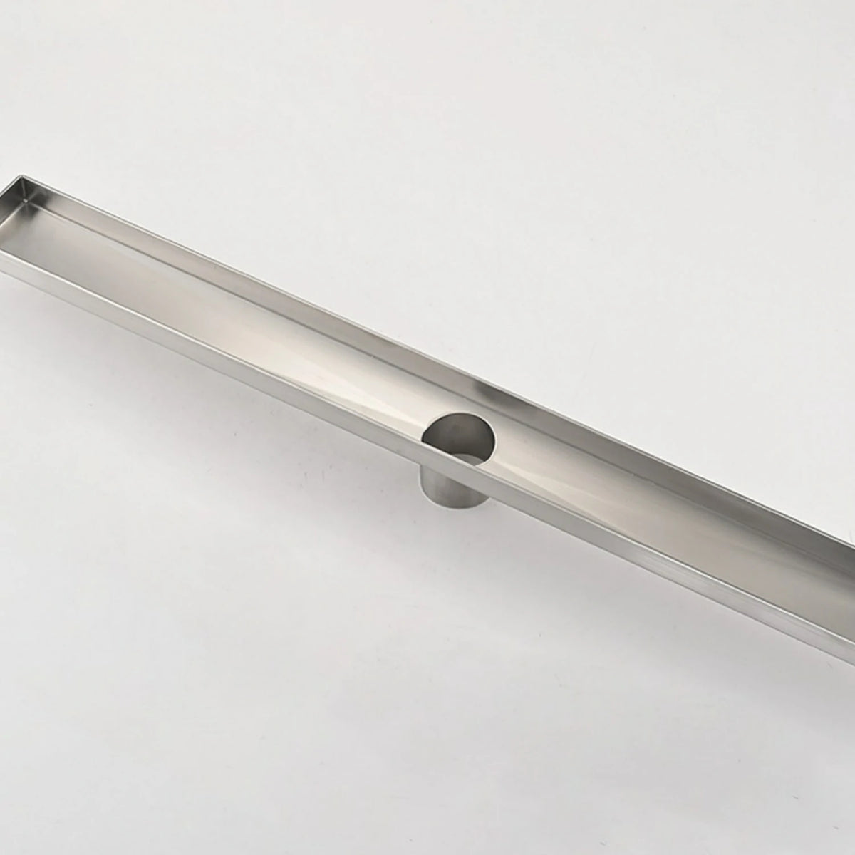 Linear Shower Drain with Removable Patterned Grate Cover Hair Strainer and Leveling Feet