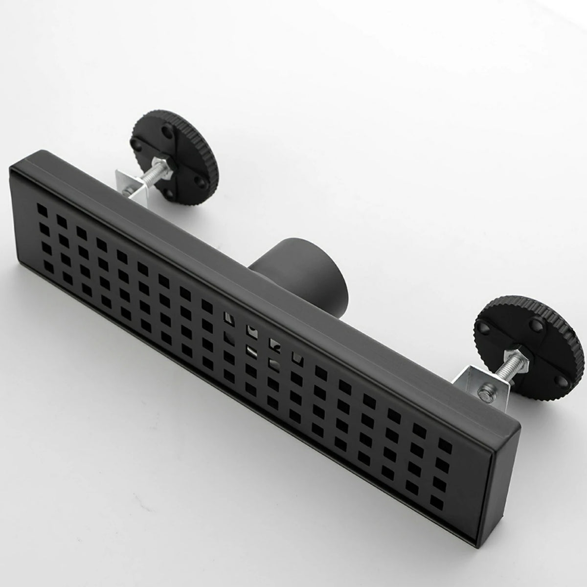 Linear Shower Drain with Removable Patterned Grate Cover Hair Strainer and Leveling Feet