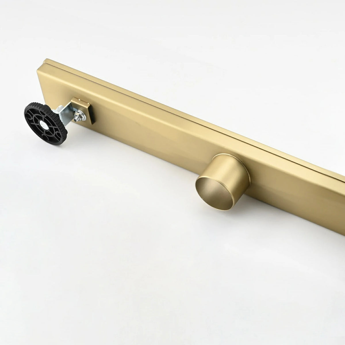 Linear Shower Drain with Removable Patterned Grate Cover Hair Strainer and Leveling Feet
