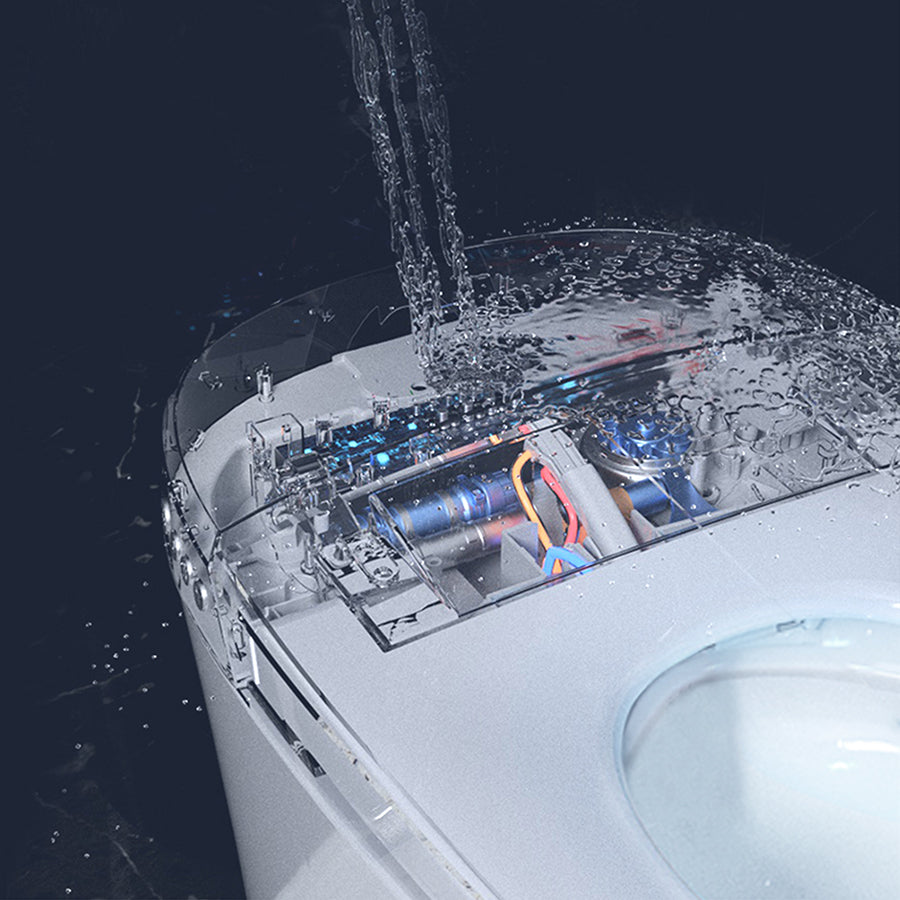 Compact Dual Flush Smart Toilet Bidet Combo with Self-Cleaning Nozzle
