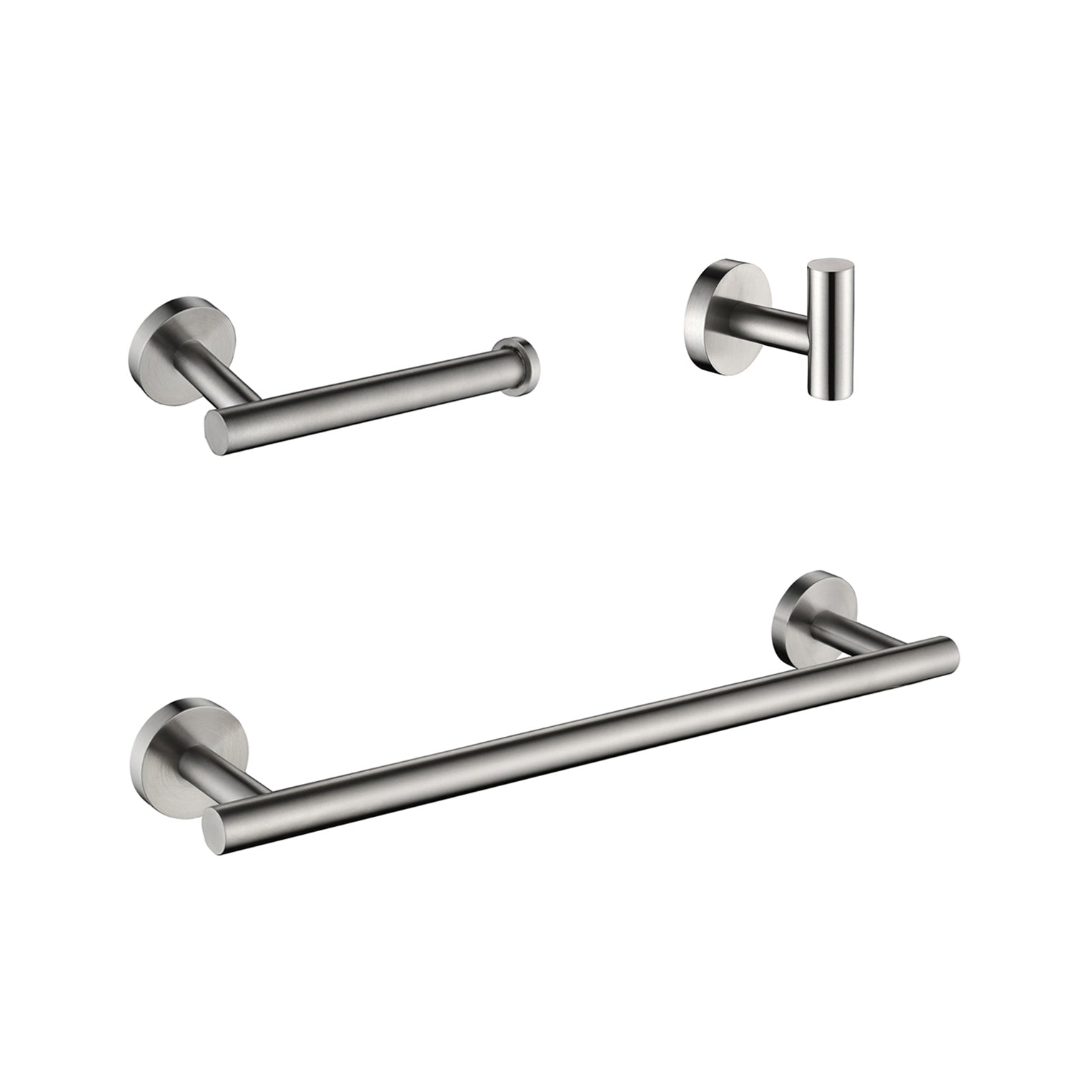 3-Piece Bathroom Hardware Accessories Set with Towel Bar Toilet Paper Holder & Robe Hook