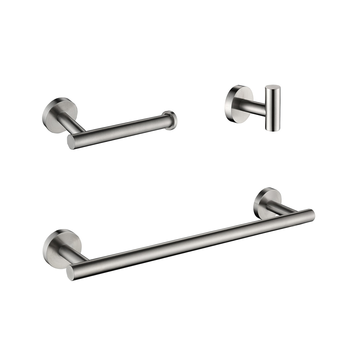 3-Piece Bathroom Hardware Accessories Set with Towel Bar Toilet Paper Holder & Robe Hook