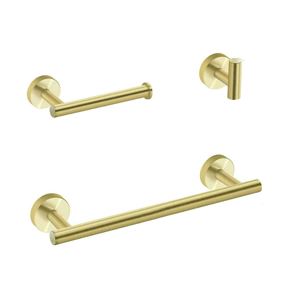 3-Piece Bathroom Hardware Accessories Set with Towel Bar Toilet Paper Holder & Robe Hook