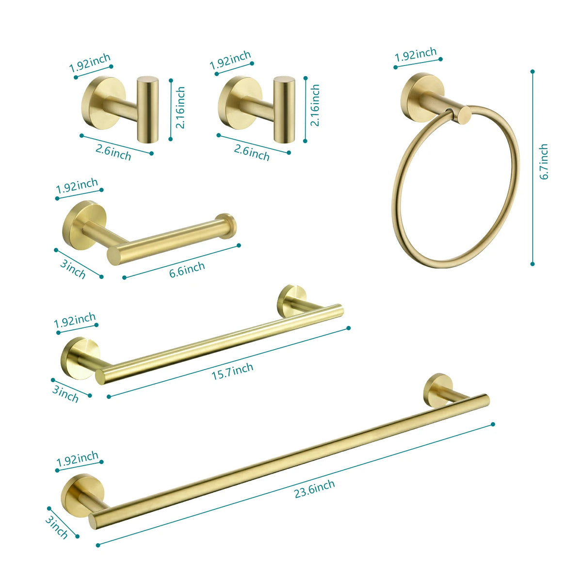 6 Piece / 9 Piece Stainless Steel Bathroom Towel Rack Set Wall Mount