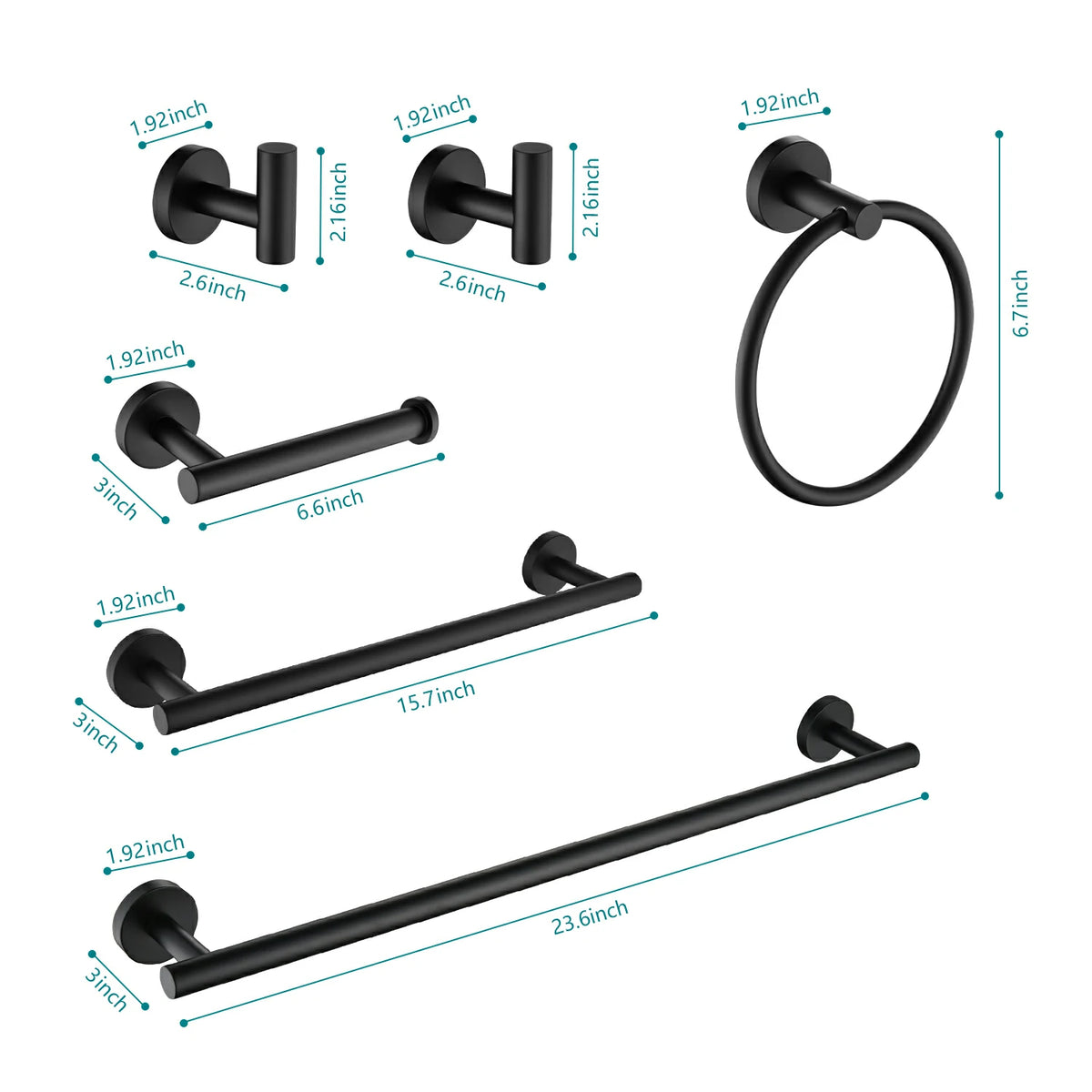 6 Piece / 9 Piece Stainless Steel Bathroom Towel Rack Set Wall Mount