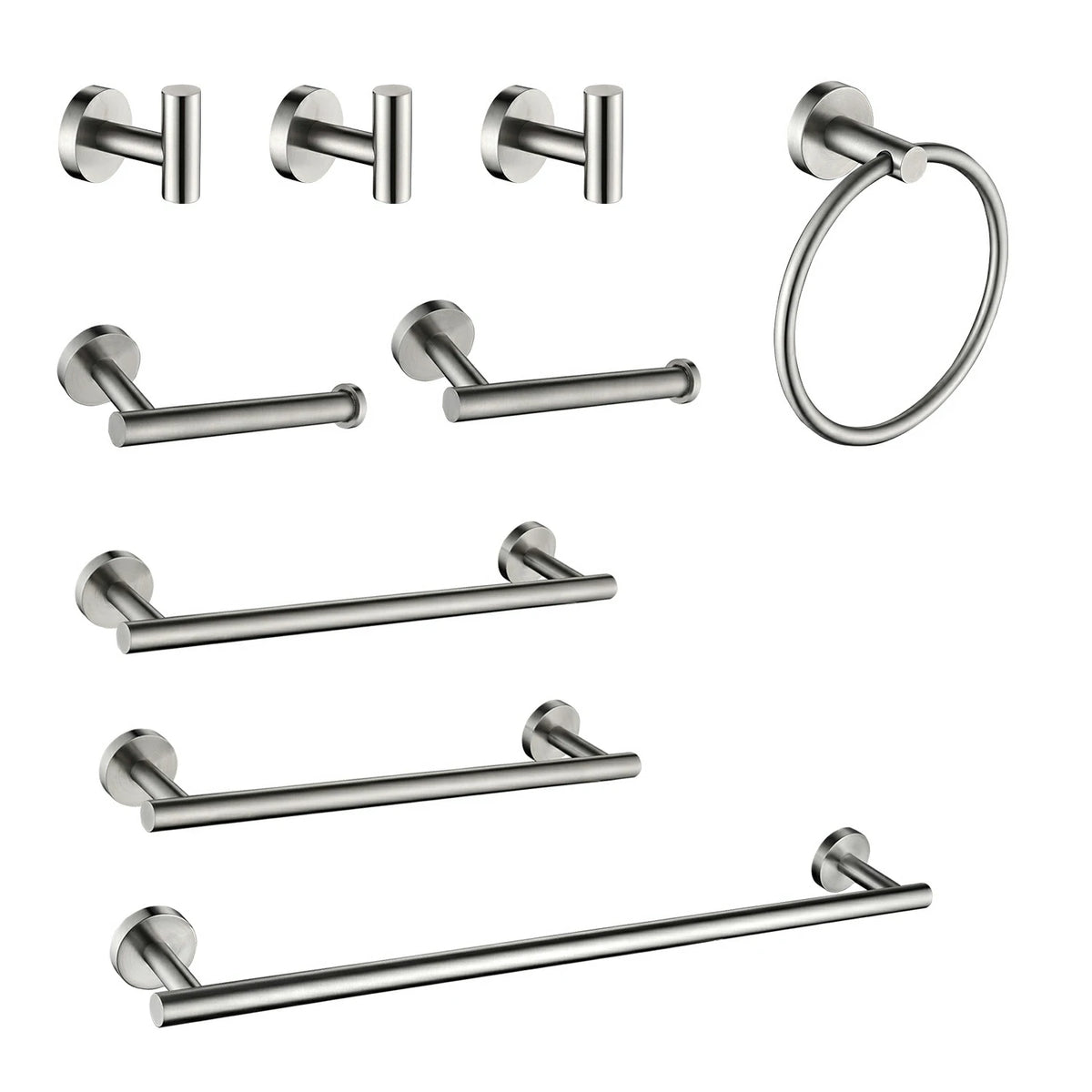 6 Piece / 9 Piece Stainless Steel Bathroom Towel Rack Set Wall Mount