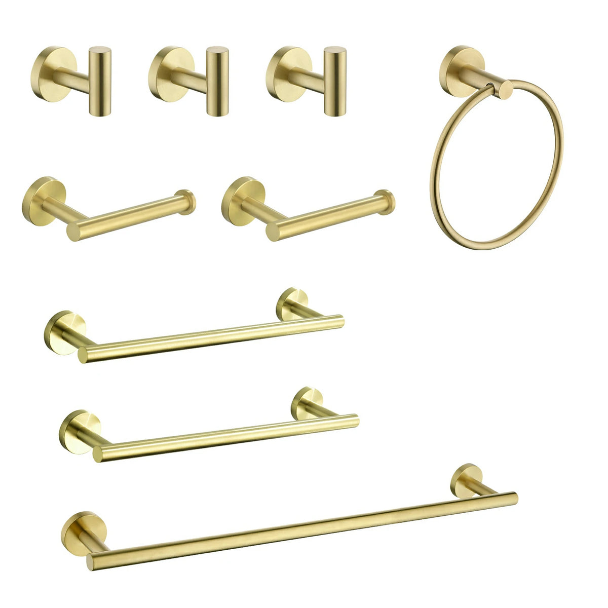 6 Piece / 9 Piece Stainless Steel Bathroom Towel Rack Set Wall Mount