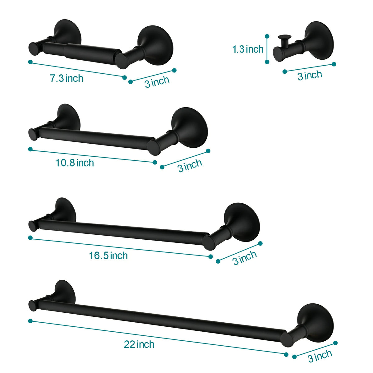 6 Piece Brass Bathroom Towel Rack Set Wall Mount