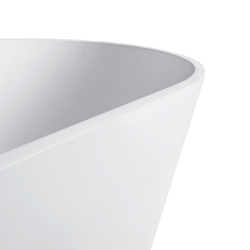 55"/ 59"/63"/65"/71" Matt White Solid Surface Freestanding Soaking Bathtub for Bathroom
