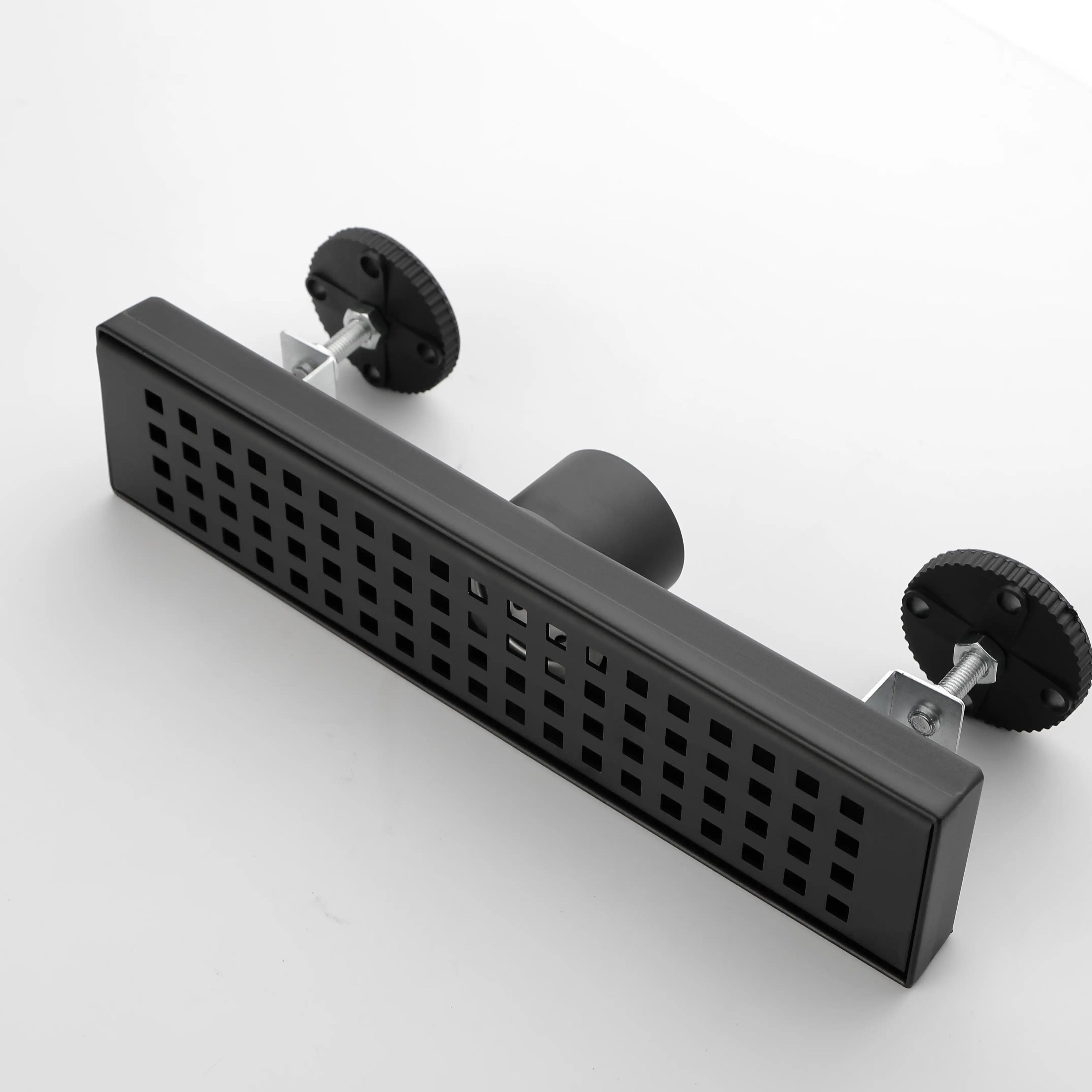 12-Inch Linear Shower Drain with Quadrato Pattern Grate in 304 Stainless Steel