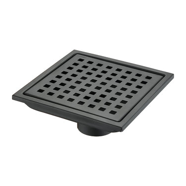 6-Inch Square Shower Drain with Flange and Removable Pattern Grate in SUS 304 Stainless Steel