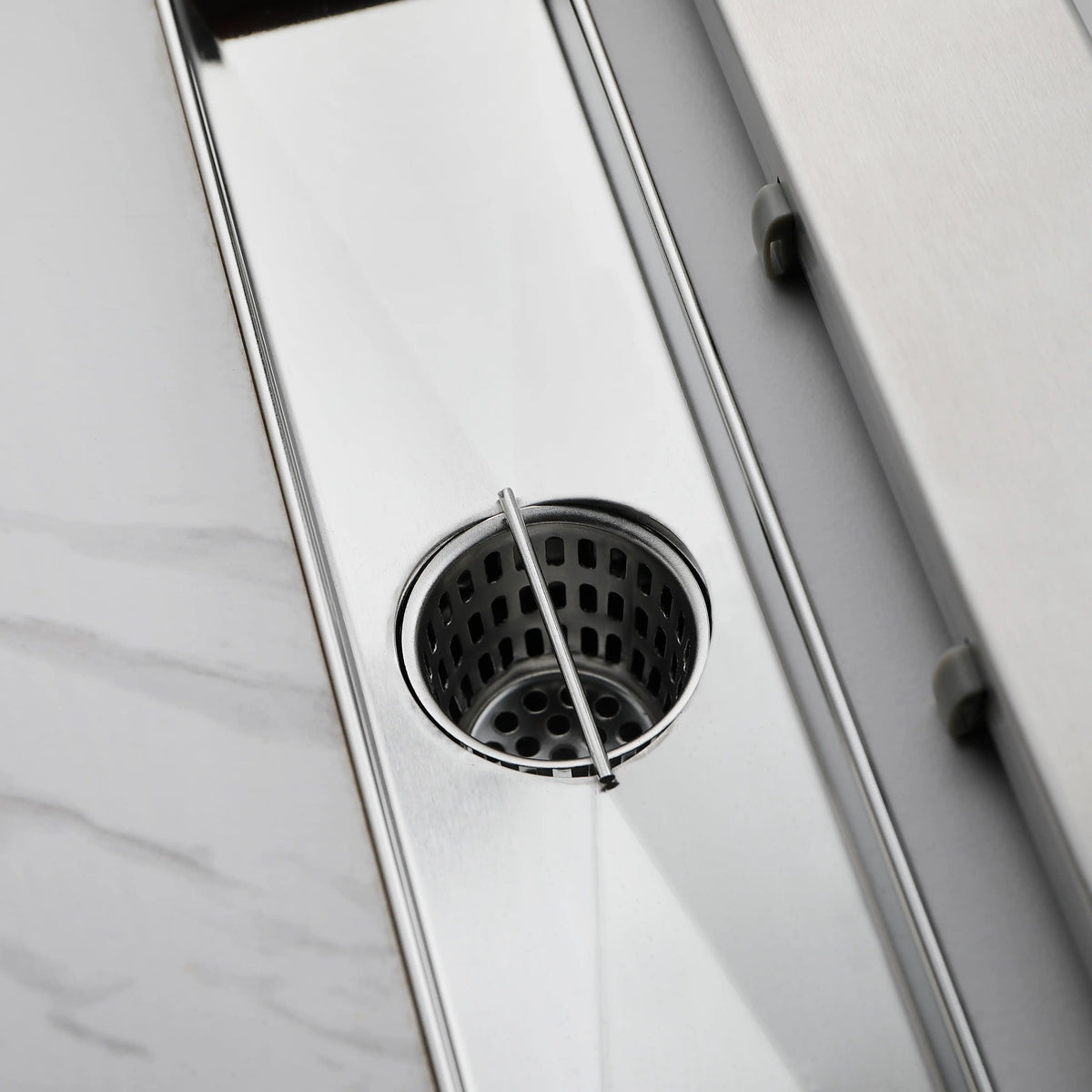 12 Inch Linear Shower Drain with Hair Strainer Leveling Feet and Flange