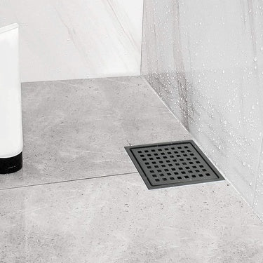 6-Inch Square Shower Drain with Flange and Removable Pattern Grate in SUS 304 Stainless Steel