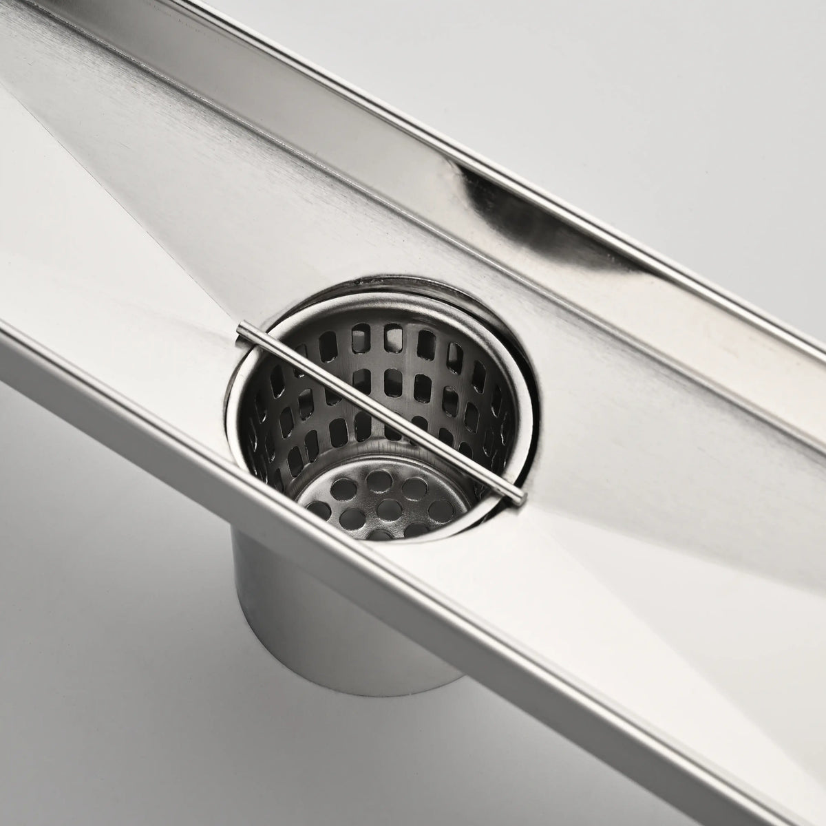 12 Inch Linear Shower Drain with Hair Strainer Leveling Feet and Flange