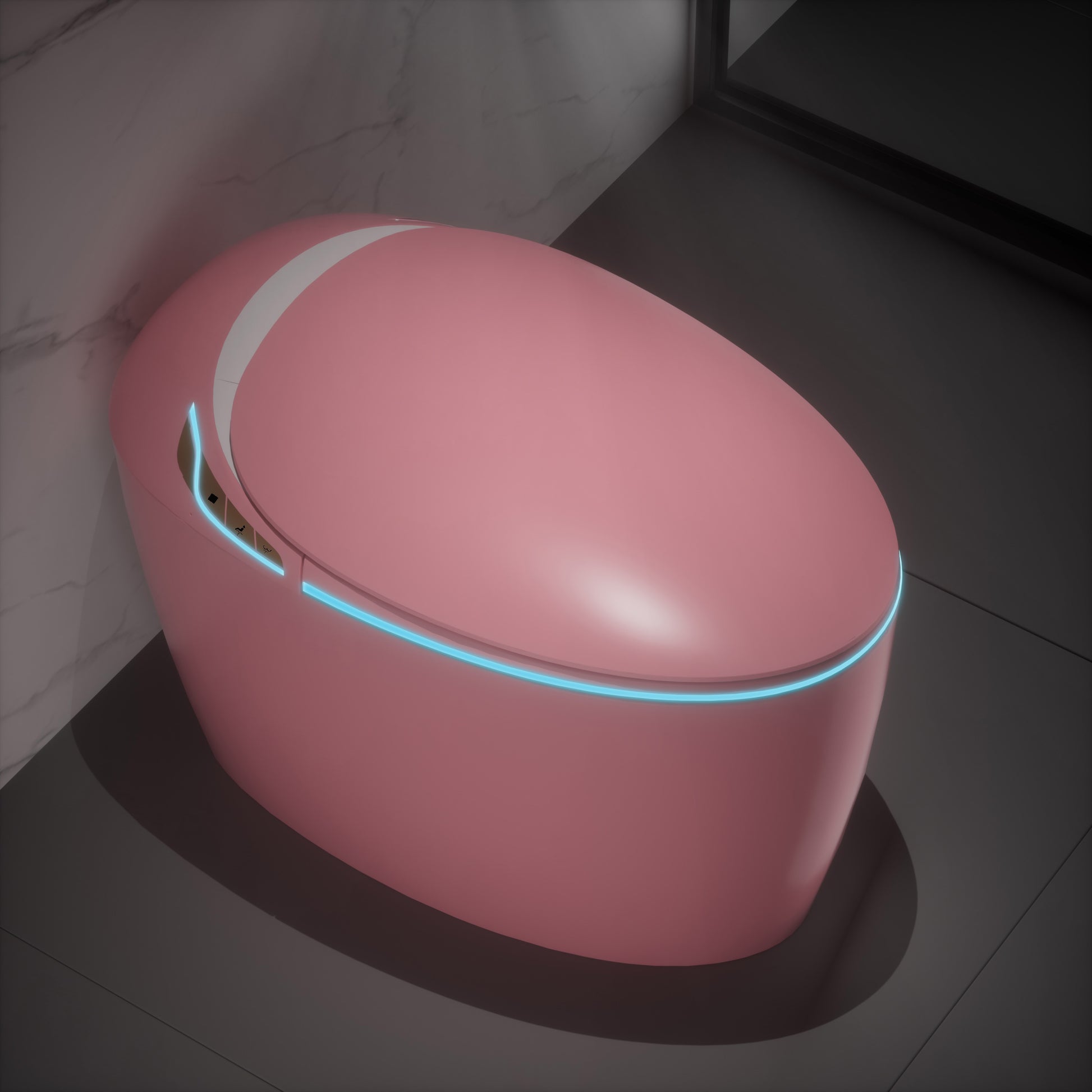 Smart Egg-Shaped Toilet with Built-in Bidet and Soft Ambient Light