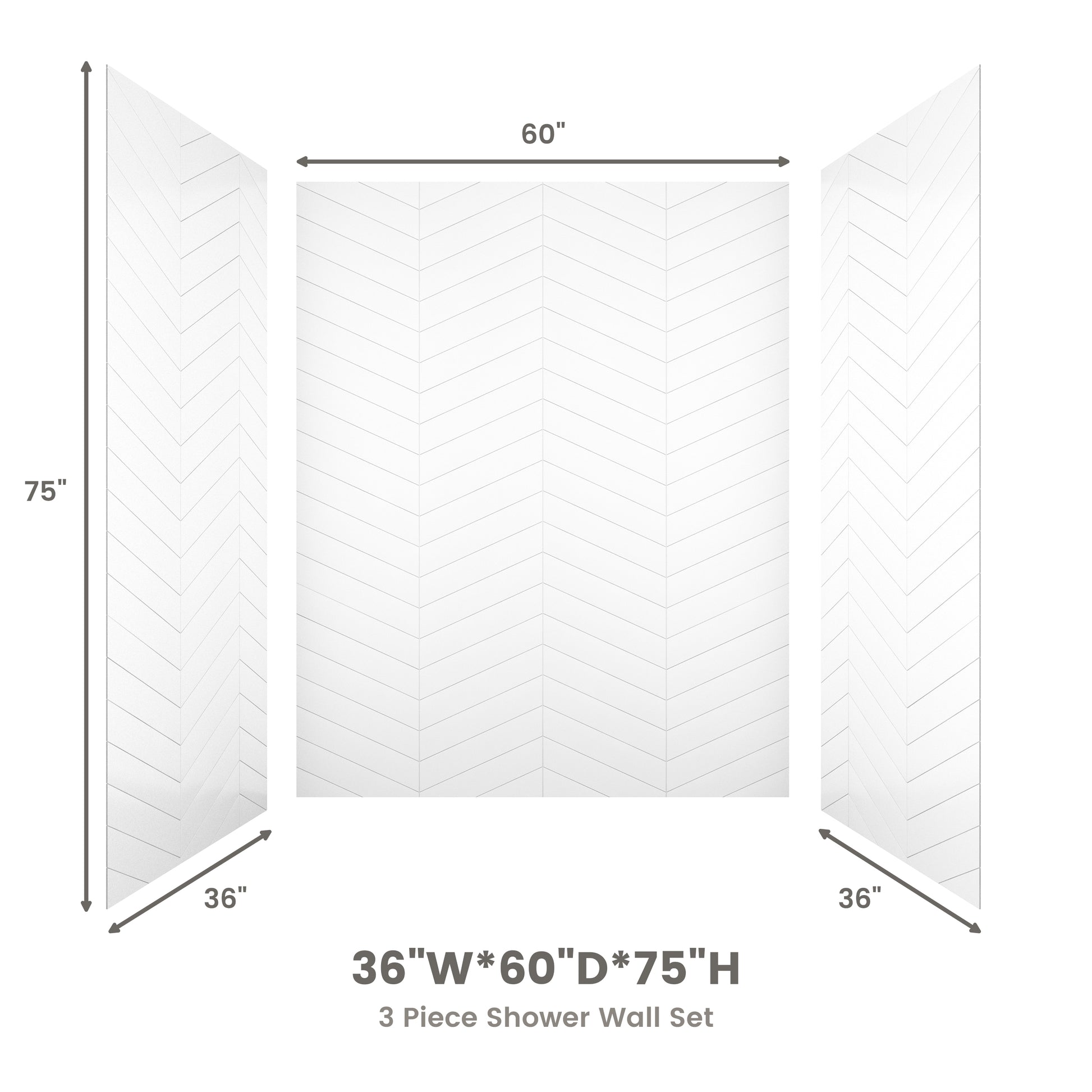 V-Shaped Herringbone SMC Shower Wall Panels with Waterproof & Easy Install